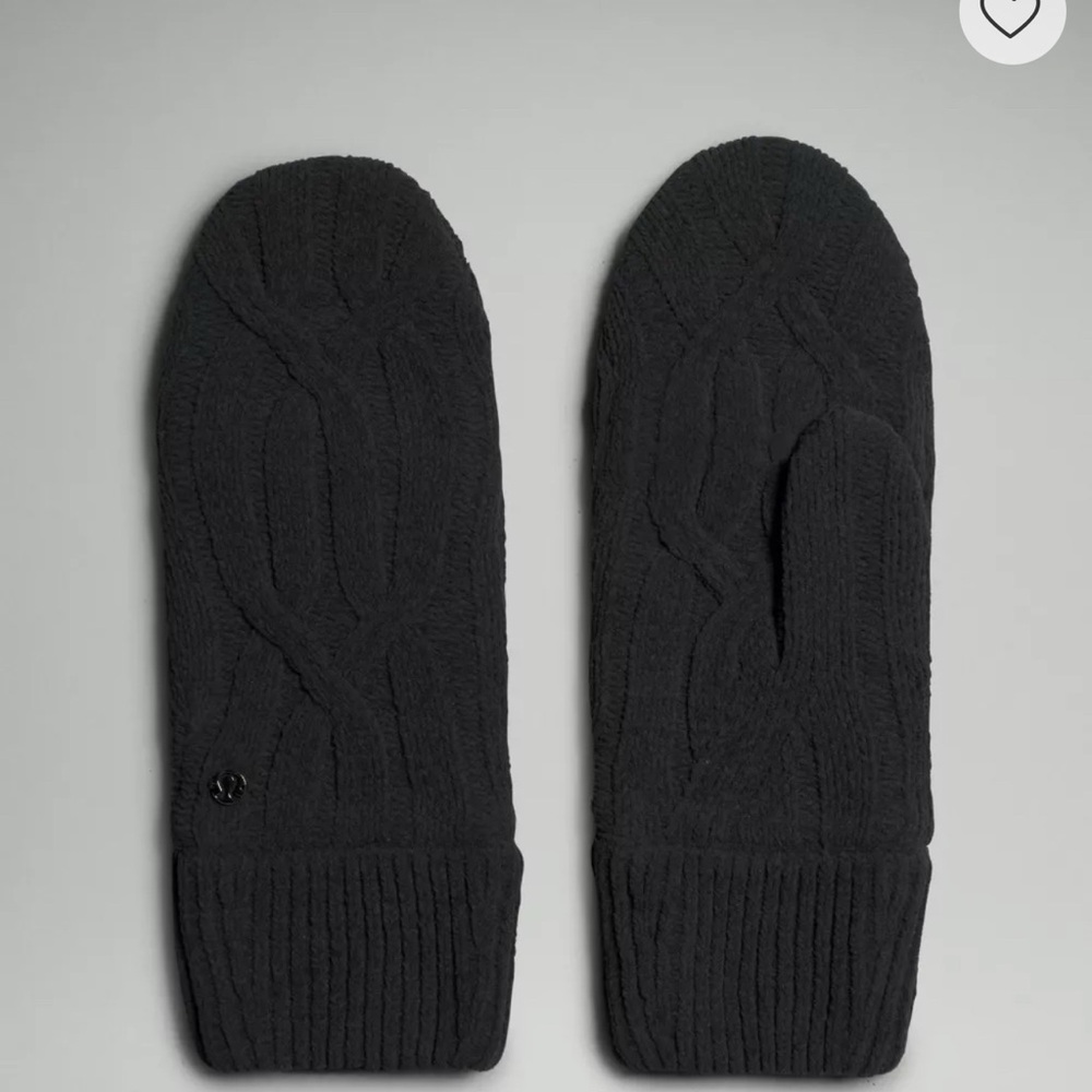 Cable-Knit Fleece-Lined Mittens blk XS/S